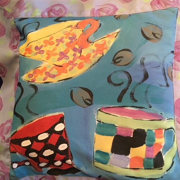 Pillow Cover Hand-painted by Silkscapes 14.5” square - Picture 5 of 7